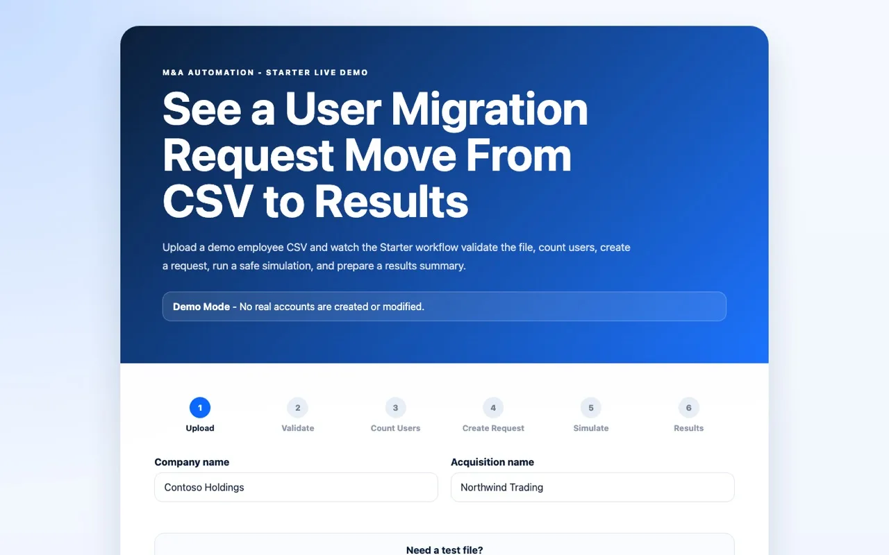 M&A Automation demo